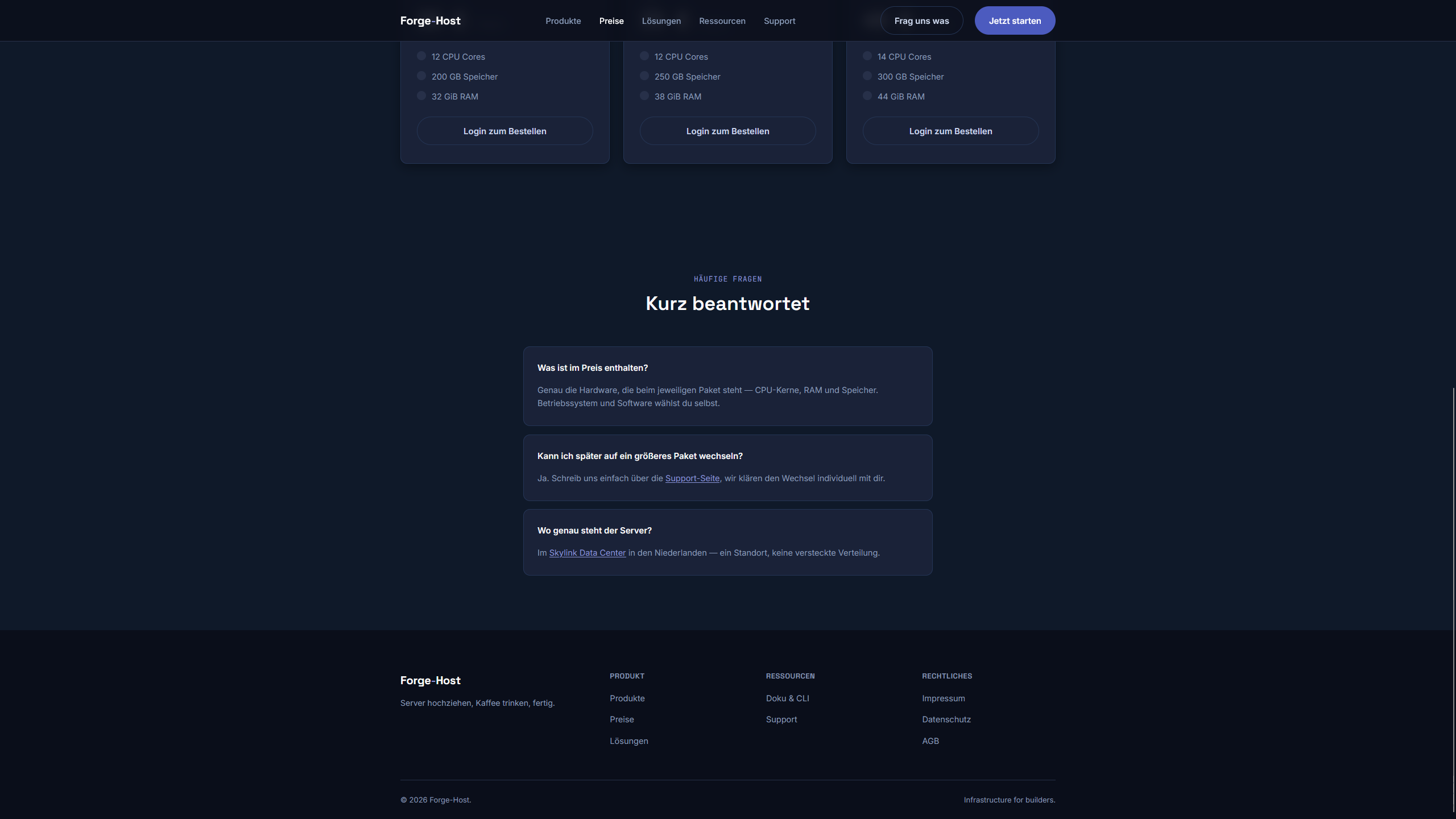 Preisübersicht von Forge-Host